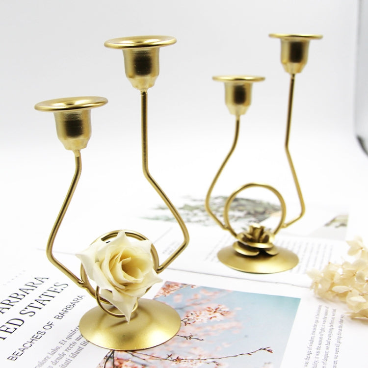 Wrought Iron Double-Headed Candle Holder Party Wedding Table Decoration Candlesticks, Silk, Iron