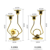 Wrought Iron Double-Headed Candle Holder Party Wedding Table Decoration Candlesticks, Silk, Iron