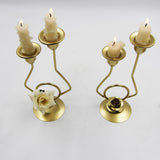 Wrought Iron Double-Headed Candle Holder Party Wedding Table Decoration Candlesticks, Silk, Iron