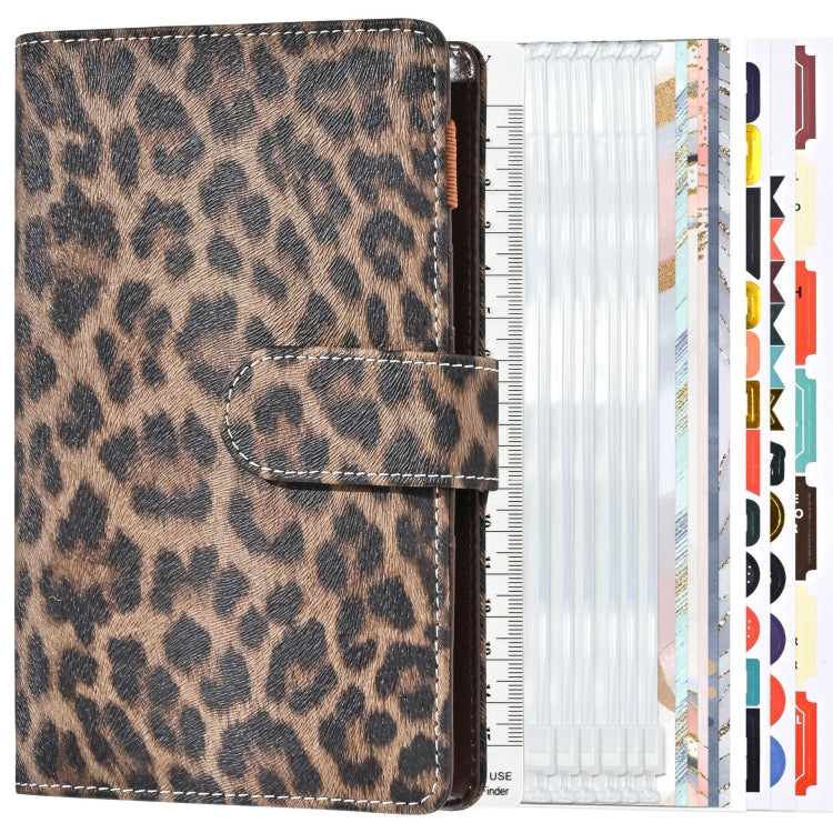 A6 Leopard Print Cash Budget Notebook Loose Leaf Financial Management Notepad, Light Brown, Deep Brown, Beige Brown, Blue, Pink, Cow Pattern Black White