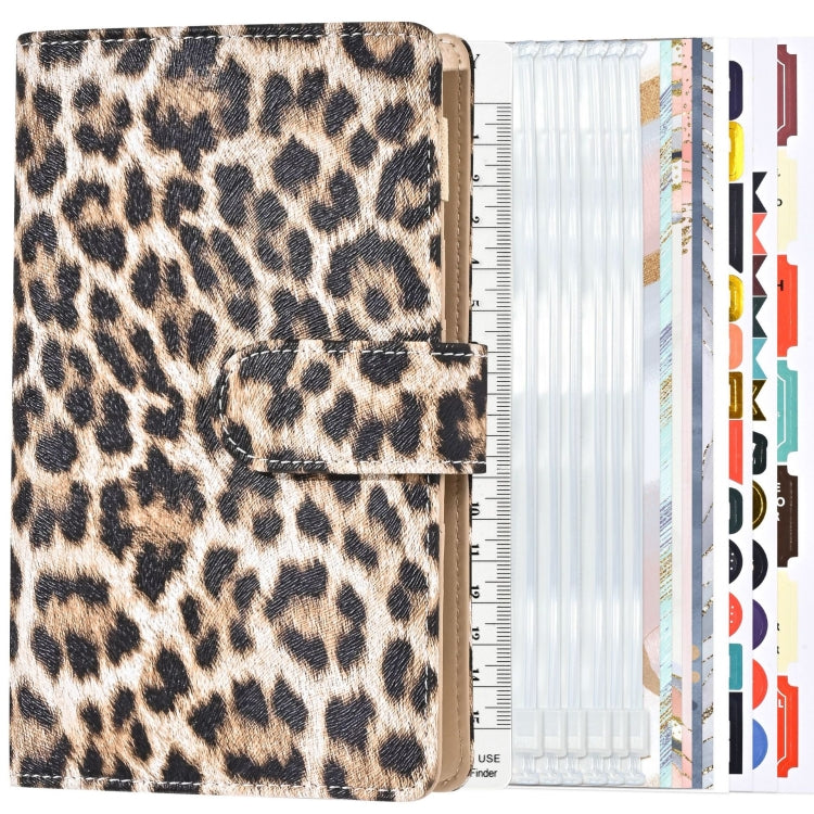 A6 Leopard Print Cash Budget Notebook Loose Leaf Financial Management Notepad, Light Brown, Deep Brown, Beige Brown, Blue, Pink, Cow Pattern Black White