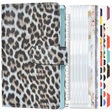 A6 Leopard Print Cash Budget Notebook Loose Leaf Financial Management Notepad, Light Brown, Deep Brown, Beige Brown, Blue, Pink, Cow Pattern Black White