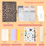 A6 Leopard Print Cash Budget Notebook Loose Leaf Financial Management Notepad, Light Brown, Deep Brown, Beige Brown, Blue, Pink, Cow Pattern Black White