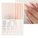Gold Silver Manicure Stickers Imitation Metal Line Adhesive Nail Stickers, Stz-GS104 Rose Gold, Stz-GS104 Gold, Stz-GS004 Rose Gold, Stz-GS005 Rose Gold, Stz-GS011 Rose Gold, Stz-GS104 Silver, Stz-C032, Stz-C033