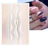 Gold Silver Manicure Stickers Imitation Metal Line Adhesive Nail Stickers, Stz-GS104 Rose Gold, Stz-GS104 Gold, Stz-GS004 Rose Gold, Stz-GS005 Rose Gold, Stz-GS011 Rose Gold, Stz-GS104 Silver, Stz-C032, Stz-C033