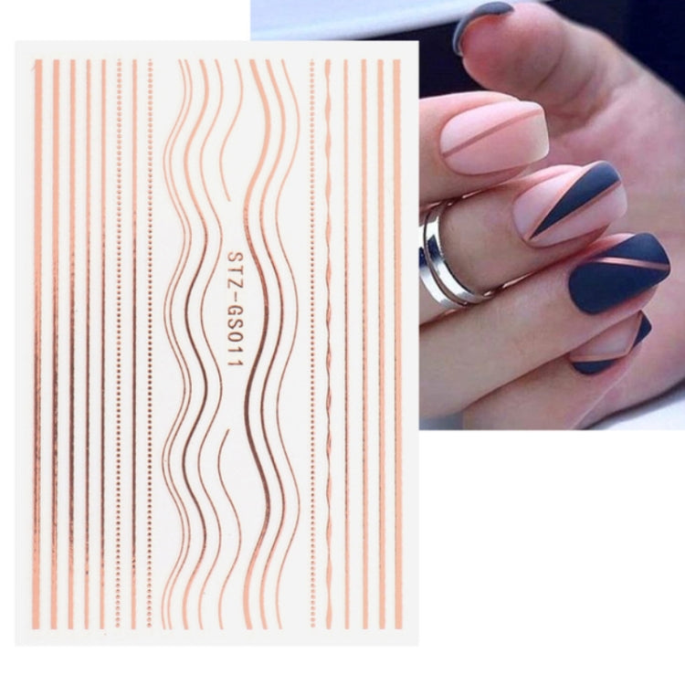 Gold Silver Manicure Stickers Imitation Metal Line Adhesive Nail Stickers, Stz-GS104 Rose Gold, Stz-GS104 Gold, Stz-GS004 Rose Gold, Stz-GS005 Rose Gold, Stz-GS011 Rose Gold, Stz-GS104 Silver, Stz-C032, Stz-C033