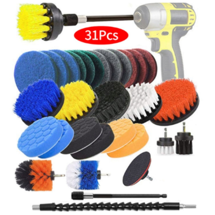 31pcs/set Electric Drill Brush Kitchen Bathroom Wall Cleaning Set, 31 in 1