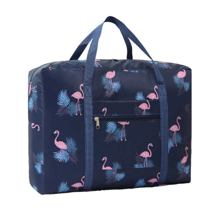 Travel Waterproof Foldable Storage Hand Luggage Bag Navy Blue Flamingo