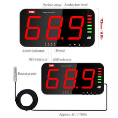 Large Screen Wall-Mounted Noise Meter Decibel Detector, TA653A, TA654A