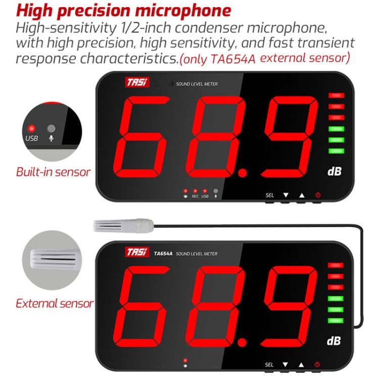 Large Screen Wall-Mounted Noise Meter Decibel Detector, TA653A, TA654A