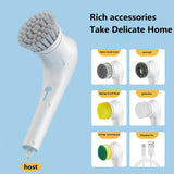 Multifunctional Electric Cleaning Brush Handheld Kitchen Dishwashing Brush with 5 Replacement Heads, 5 In 1 Brush Head +Machine