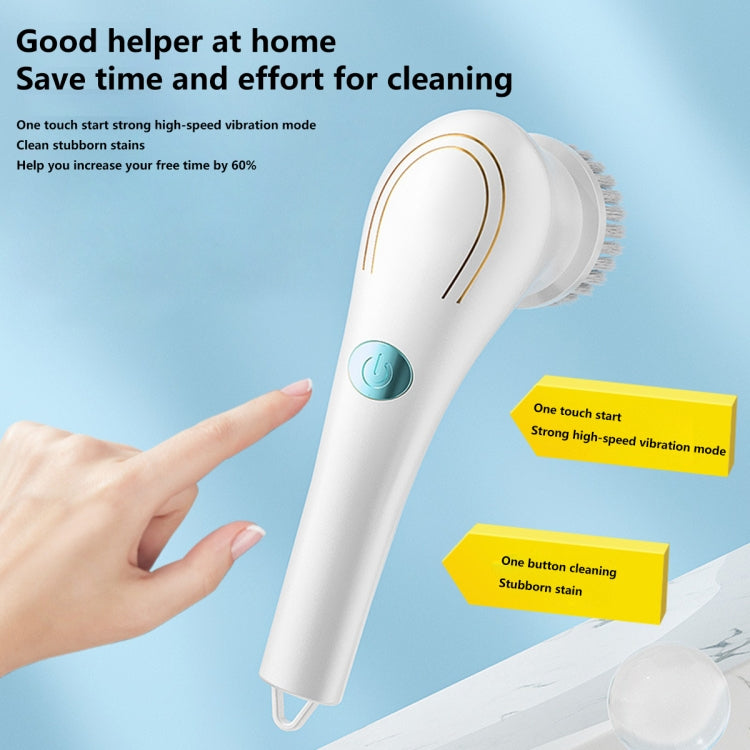 Multifunctional Electric Cleaning Brush Handheld Kitchen Dishwashing Brush with 5 Replacement Heads, 5 In 1 Brush Head +Machine