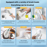 Multifunctional Electric Cleaning Brush Handheld Kitchen Dishwashing Brush with 5 Replacement Heads, 5 In 1 Brush Head +Machine