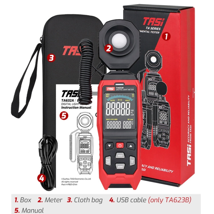 Digital Illuminance Meter Lumen Tester Brightness Meter, TASI TA632A, TASI TA632B USB Computer Connection