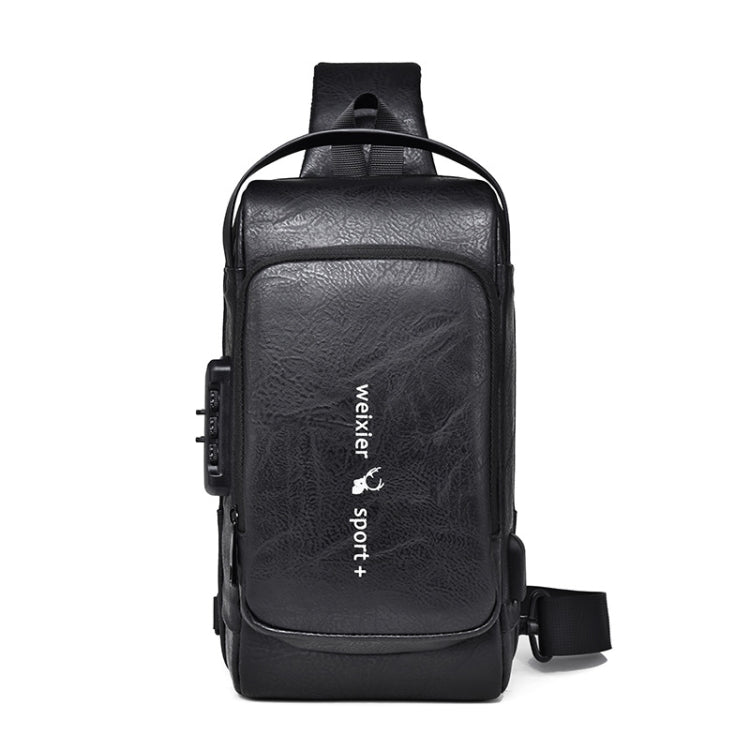 WEIXIER X318 Single Shoulder Crossbody Male Waterproof Anti-Theft Small Backpack Black