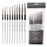 10 In 1 Nylon Hair Watercolor Paint Brush Set Wooden Handle Round Pointed Acrylic Painting Pens, 10 In 1 10 In 1