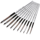10 In 1 Nylon Hair Watercolor Paint Brush Set Wooden Handle Round Pointed Acrylic Painting Pens, 10 In 1