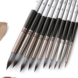 10 In 1 Nylon Hair Watercolor Paint Brush Set Wooden Handle Round Pointed Acrylic Painting Pens, 10 In 1