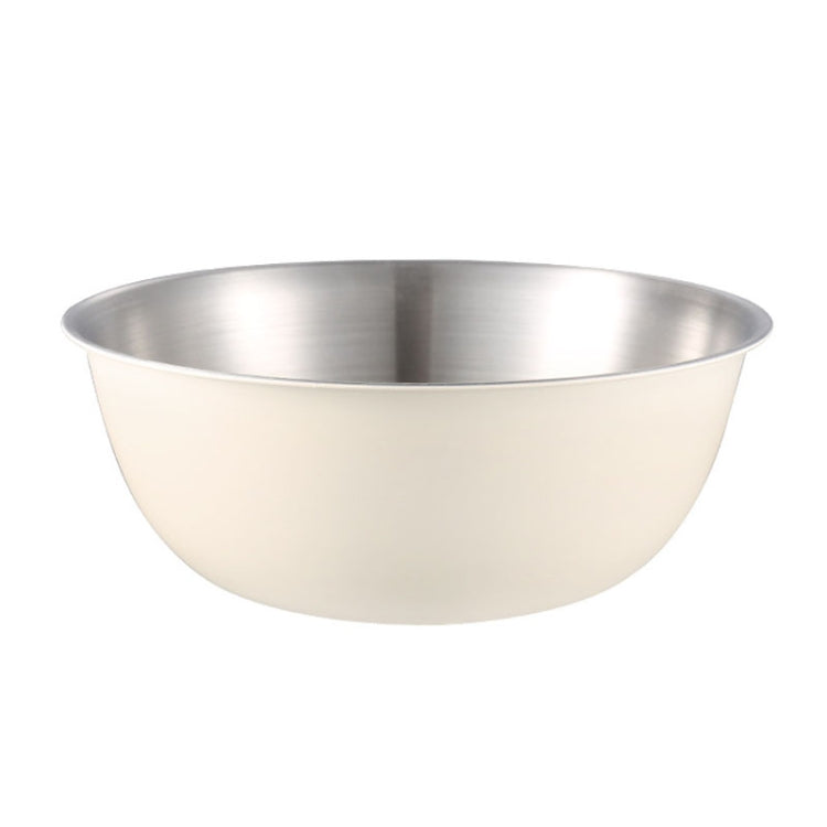 304 Stainless Steel Food Grade Dishes Bowl Kitchen Baking Stirring Bowl Vegetables Sandwood Basin, 19cm (Yellow), 22cm (Yellow), 24cm (Yellow), 19cm (White), 22cm (White), 24cm (White) 19cm (White)