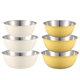 304 Stainless Steel Food Grade Dishes Bowl Kitchen Baking Stirring Bowl Vegetables Sandwood Basin, 19cm (Yellow), 22cm (Yellow), 24cm (Yellow), 19cm (White), 22cm (White), 24cm (White)