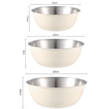 304 Stainless Steel Food Grade Dishes Bowl Kitchen Baking Stirring Bowl Vegetables Sandwood Basin, 19cm (Yellow), 22cm (Yellow), 24cm (Yellow), 19cm (White), 22cm (White), 24cm (White)