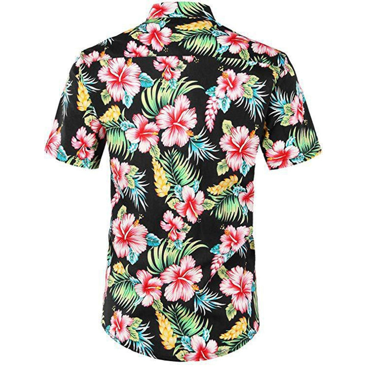 Summer Men 3D Digital Printing Beach Casual Short-sleeved Shirt, S, M, L, XL, XXL