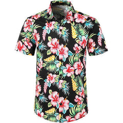 Summer Men 3D Digital Printing Beach Casual Short-sleeved Shirt, S, M, L, XL, XXL