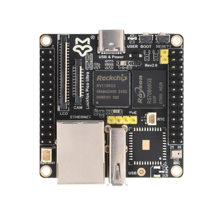 Luckfox Pico Ultra RV1106G3 1TOPS Micro Linux Development Board Integrated Processor, Without Wi-Fi/Without PoE, Without Screen, 480x480 Touch Screen, 720x720 Touch Screen