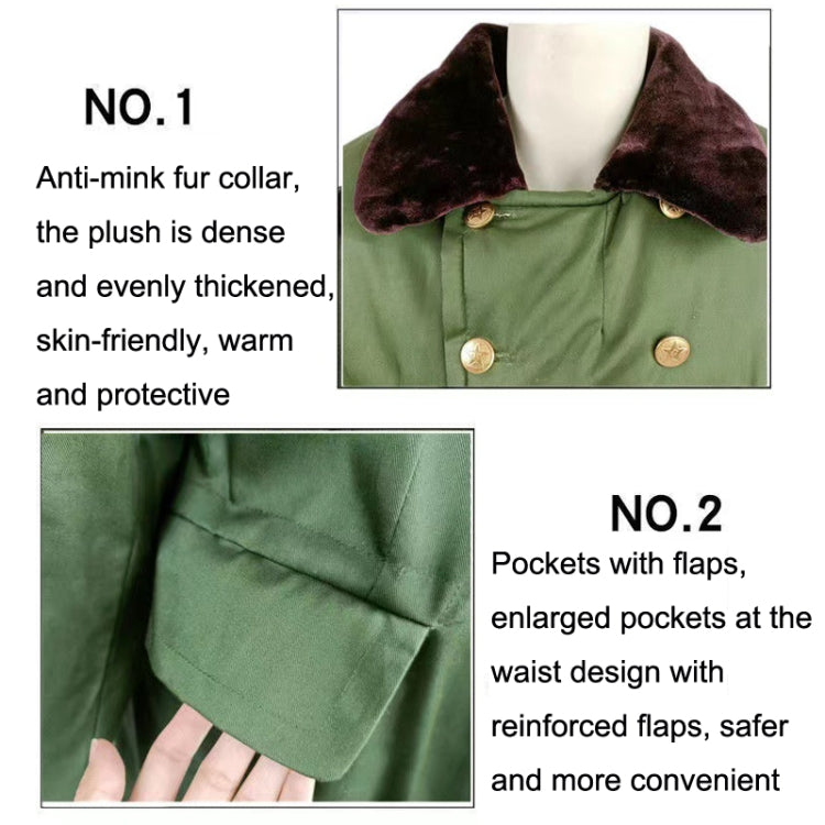 Long Civil Disaster Relief Cotton Coat Windproof Lengthened Cold-proof Fleece Thickened Cotton Coat, Green, Green (Demolished), Black, Black (Disassembly), 80/20 Polyester Card - Zen Craft