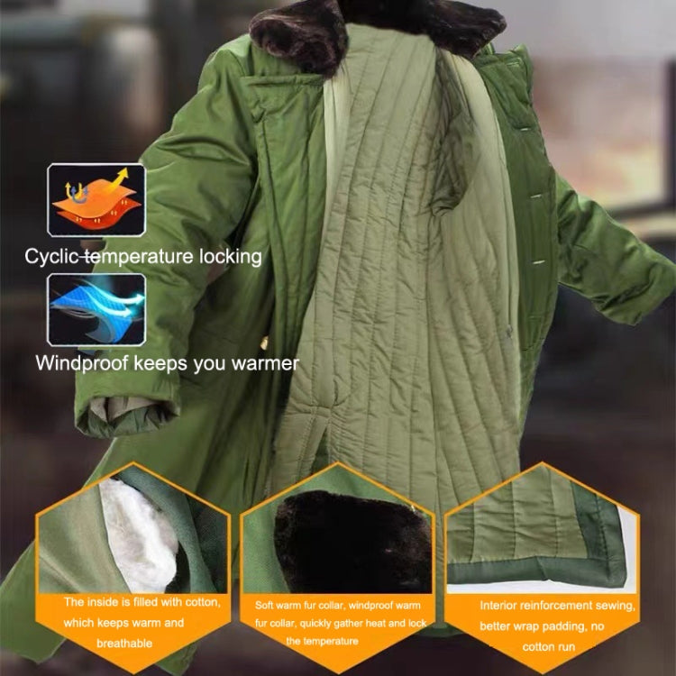 Long Civil Disaster Relief Cotton Coat Windproof Lengthened Cold-proof Fleece Thickened Cotton Coat, Green, Green (Demolished), Black, Black (Disassembly), 80/20 Polyester Card - Zen Craft