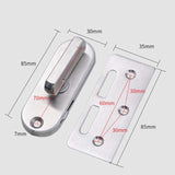 90 Degrees Right Angle Migration Door Hook Lock, 304 Stainless Steel Slot, Zinc Alloy Slot-free, Zinc Alloy Slot-free / Punching