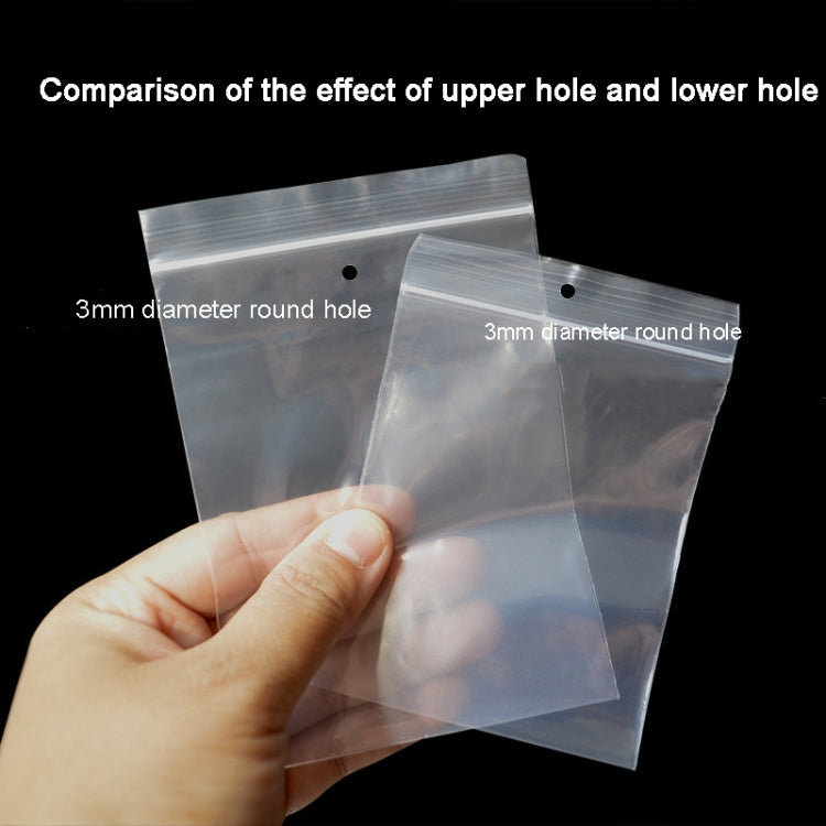 100pcs Perforated Ziplock Bag Thickened Transparent Packaging Bag Plastic Sealed Bag, 4 x 6cm, 5 x 7cm, 6 x 9cm, 7 x 10cm, 8 x 12cm, 10 x 15cm