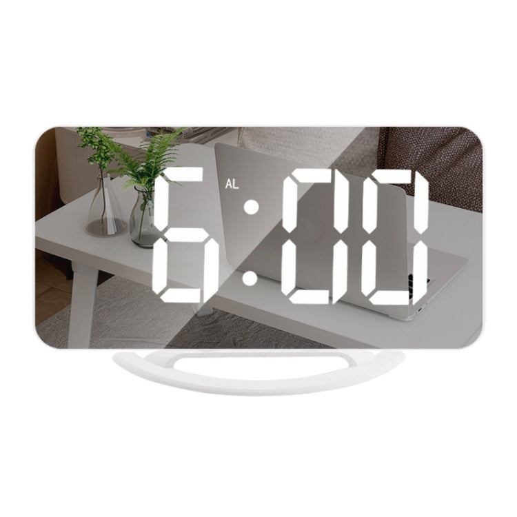 TS-8201 LED Digital Mirror Alarm Clock Big Screen Dual USB Desktop Table Clock, RGB Display White Shell, White Shell White Light, White Shell Red Light, Black Shell White Light, Black Shell Blue Light White Shell White Light