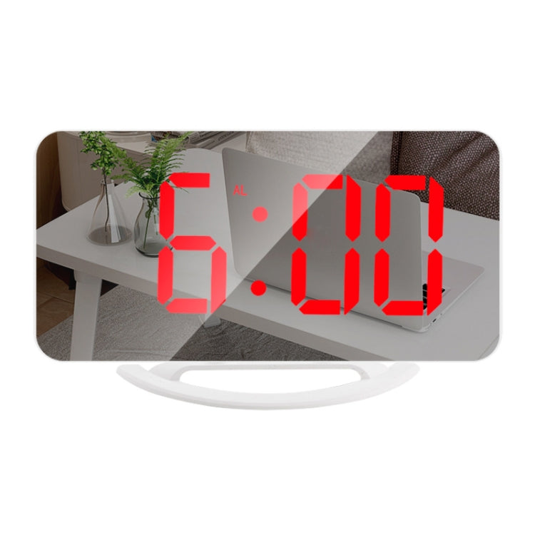 TS-8201 LED Digital Mirror Alarm Clock Big Screen Dual USB Desktop Table Clock, RGB Display White Shell, White Shell White Light, White Shell Red Light, Black Shell White Light, Black Shell Blue Light White Shell Red Light