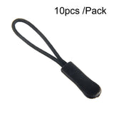 10pcs /Pack TPU Plastic Slider Zipper Cord Caterpillar Puller Black