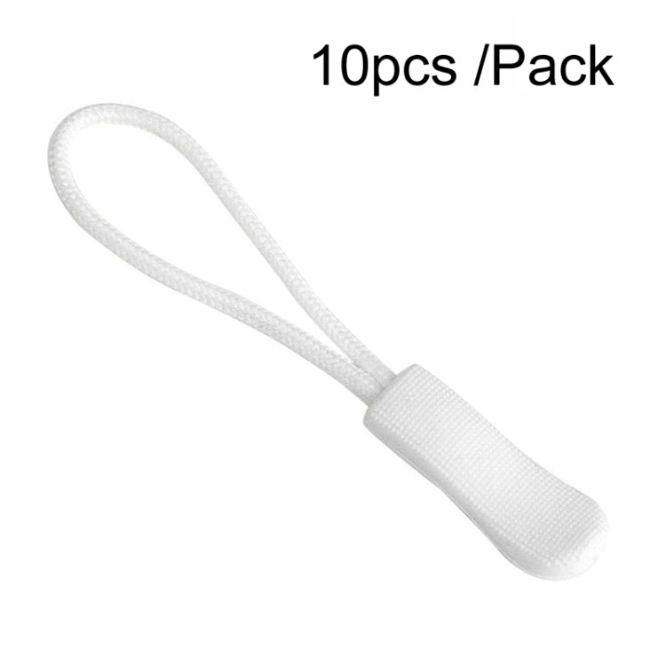 10pcs /Pack TPU Plastic Slider Zipper Cord Caterpillar Puller White