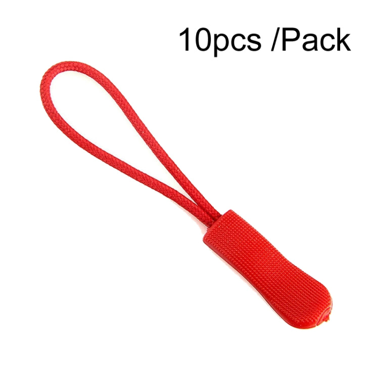 10pcs /Pack TPU Plastic Slider Zipper Cord Caterpillar Puller Red