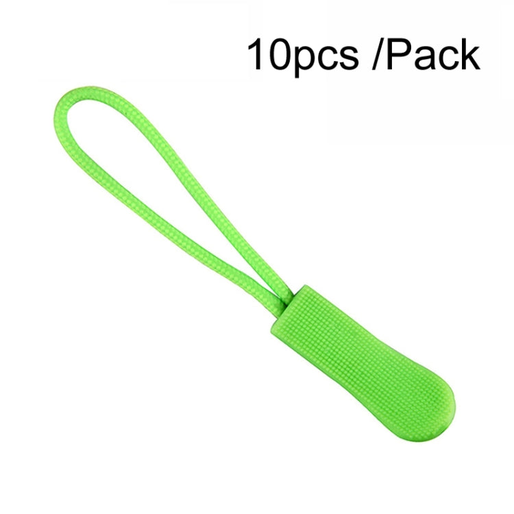10pcs /Pack TPU Plastic Slider Zipper Cord Caterpillar Puller Fluorescent Green