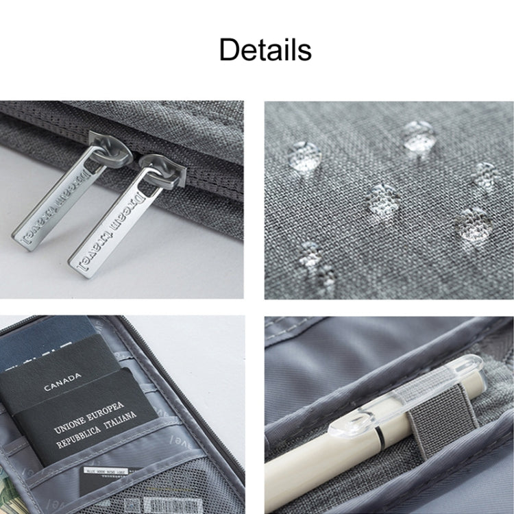 Travel Waterproof Dustproof Portable Passport Document Bag, Blue Large, Black Large, Gray Large, Navy Blue Large, Orange Pink Large, Blue Small, Black Small, Navy Blue Small, Orange Pink Small