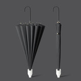 16 Bone Automatic Long Handle Double Sunny And Rain Dual Use Umbrella, With Waterproof Cover Beige, With Waterproof Cover Black, With Waterproof Cover Purple, With Waterproof Cover Green, With Waterproof Cover White, With Waterproof Cover Matcha       ...