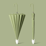 16 Bone Automatic Long Handle Double Sunny And Rain Dual Use Umbrella, With Waterproof Cover Beige, With Waterproof Cover Black, With Waterproof Cover Purple, With Waterproof Cover Green, With Waterproof Cover White, With Waterproof Cover Matcha       ...