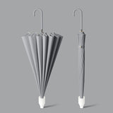 16 Bone Automatic Long Handle Double Sunny And Rain Dual Use Umbrella, With Waterproof Cover Beige, With Waterproof Cover Black, With Waterproof Cover Purple, With Waterproof Cover Green, With Waterproof Cover White, With Waterproof Cover Matcha       ...