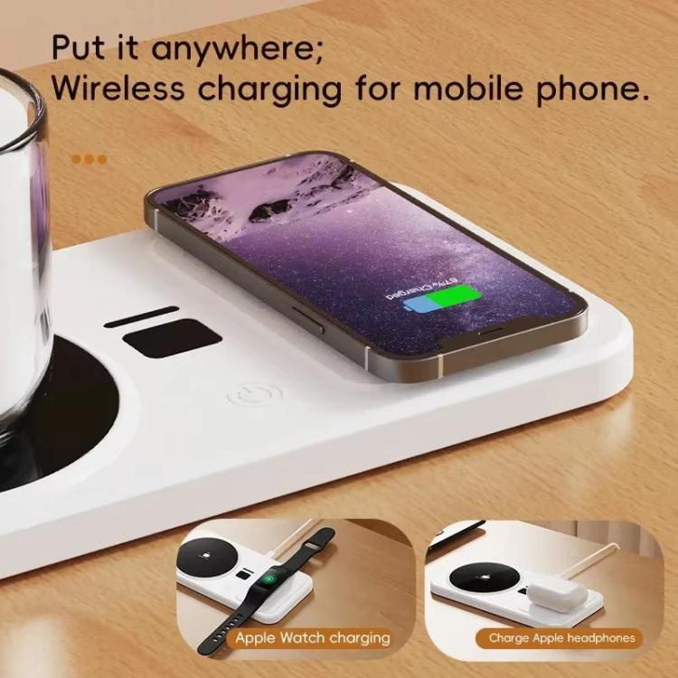 2-in-1 Wireless Charger & Heated Cup Warmer 3 Temp Settings 55/65/75 degrees Celsius, EU Plug White, US Plug White, EU Plug Black, US Plug Black