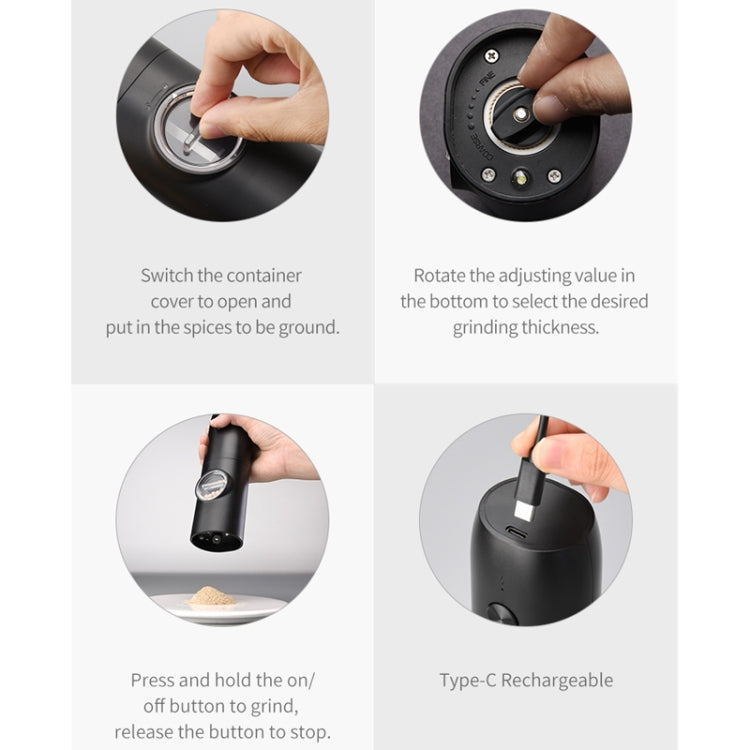 Electric Automatic Salt And Pepper Grinder Set With Charging Base, D2 KYMQ-7C, J2 KYMQ-15C, K2 KYMQ-17C