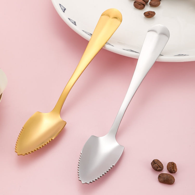 Stainless Steel Scraper Spoon Fruit Grapefruit Spoon Baby Digging Ball Spoon, Silver, Gold