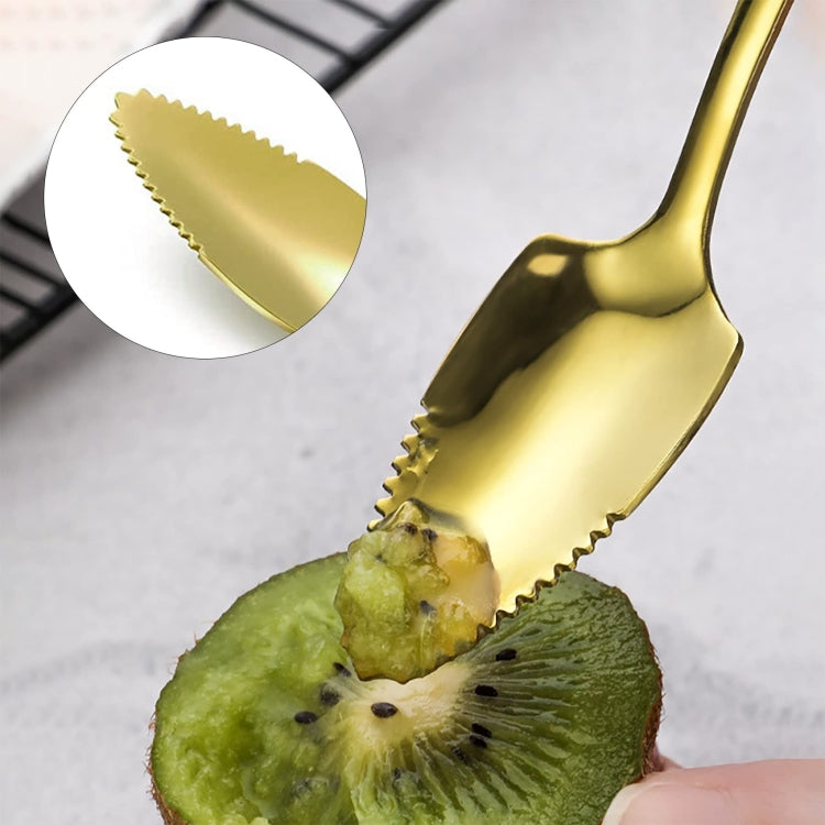 Stainless Steel Scraper Spoon Fruit Grapefruit Spoon Baby Digging Ball Spoon, Silver, Gold
