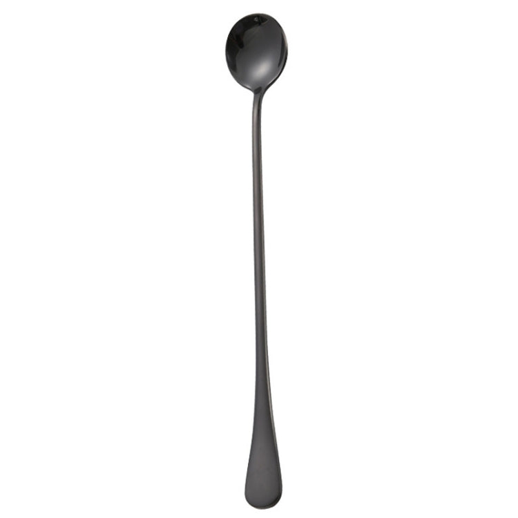 304 Stainless Steel Long Handle Thickened Round Spoon Coffee Ice Drink Mixing Spoon, Stainless Steel Color, Titanium Gold, Rose Gold, Titanium Black