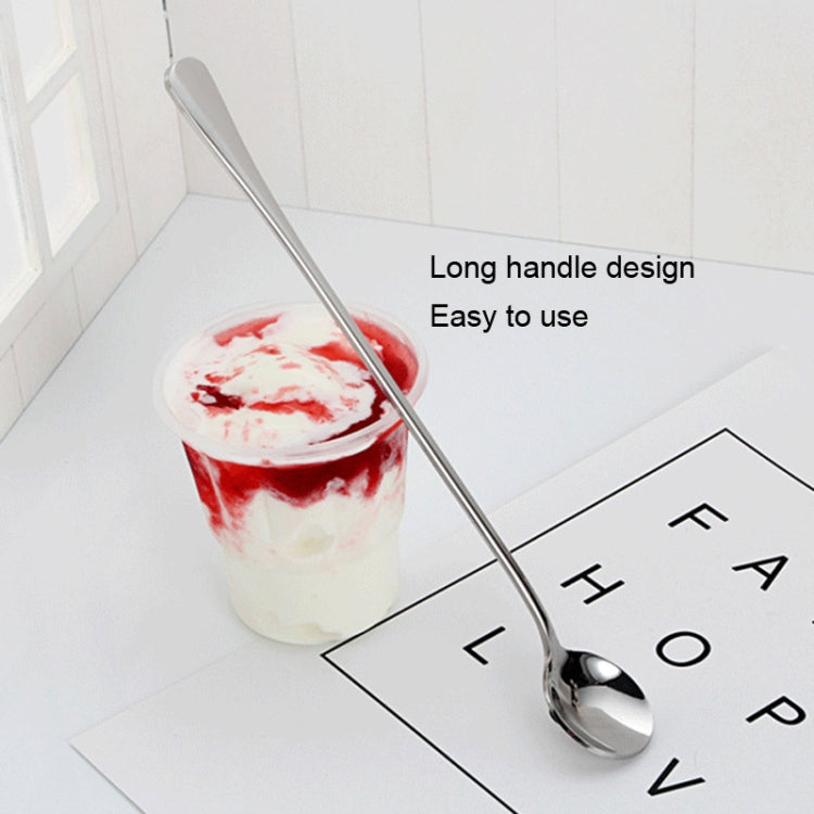 304 Stainless Steel Long Handle Thickened Round Spoon Coffee Ice Drink Mixing Spoon, Stainless Steel Color, Titanium Gold, Rose Gold, Titanium Black