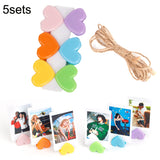 5sets Cute Color Love Clip Desktop Bracket Picture Hanging Wall Decoration Memo Clip, Love Clip