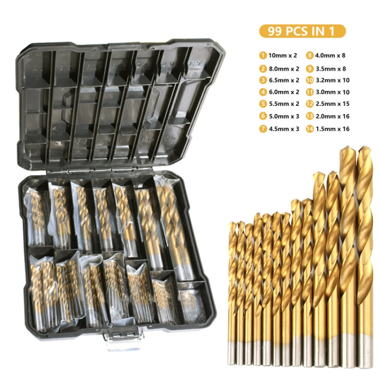99-in-1 Titanium Drill Bit Set High-Speed Steel Drill Bits